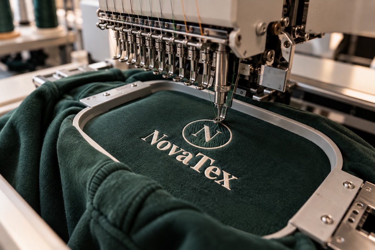 Broderie industrielle du logo NovaTex